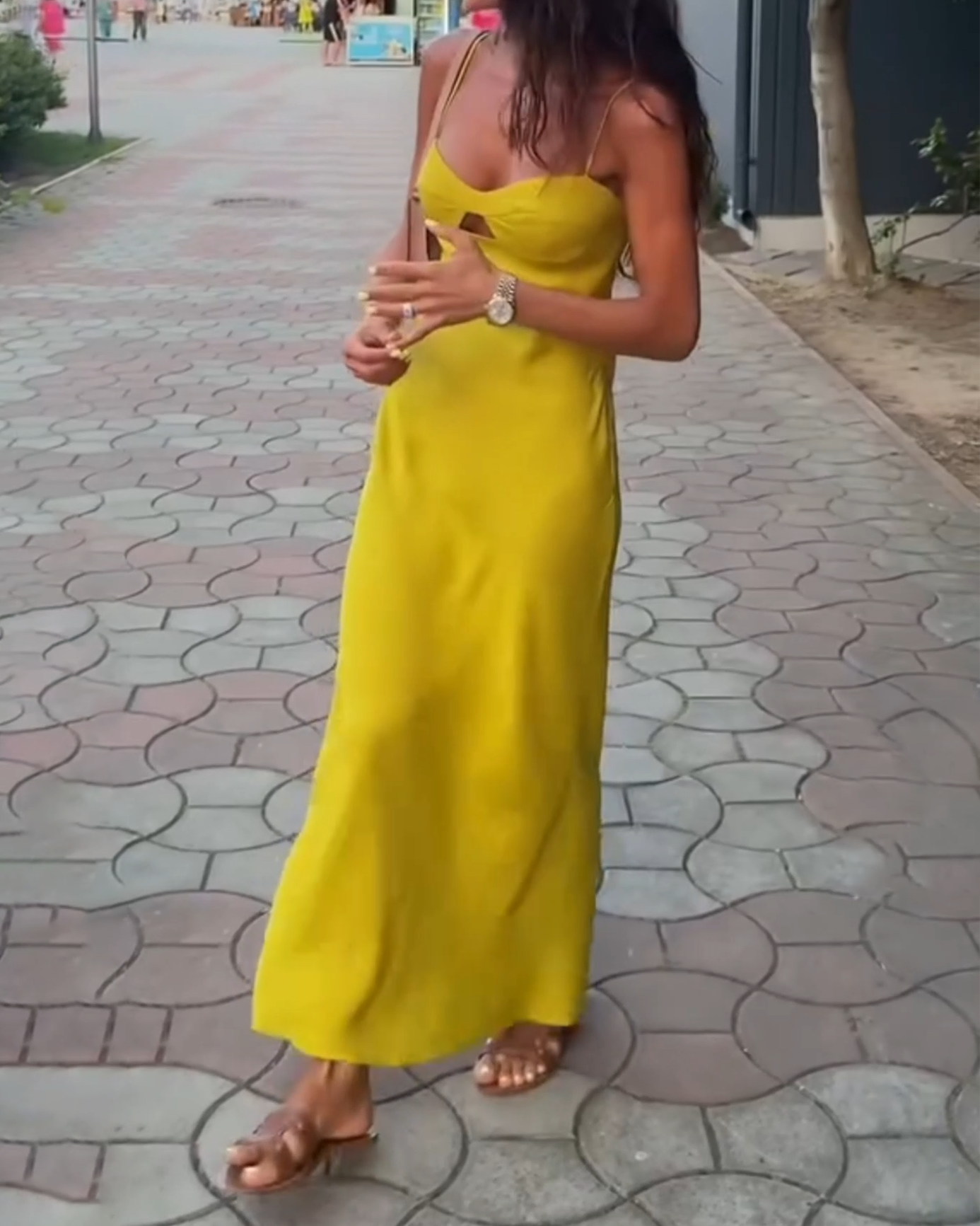 Strapless Hollow Pleated Dress