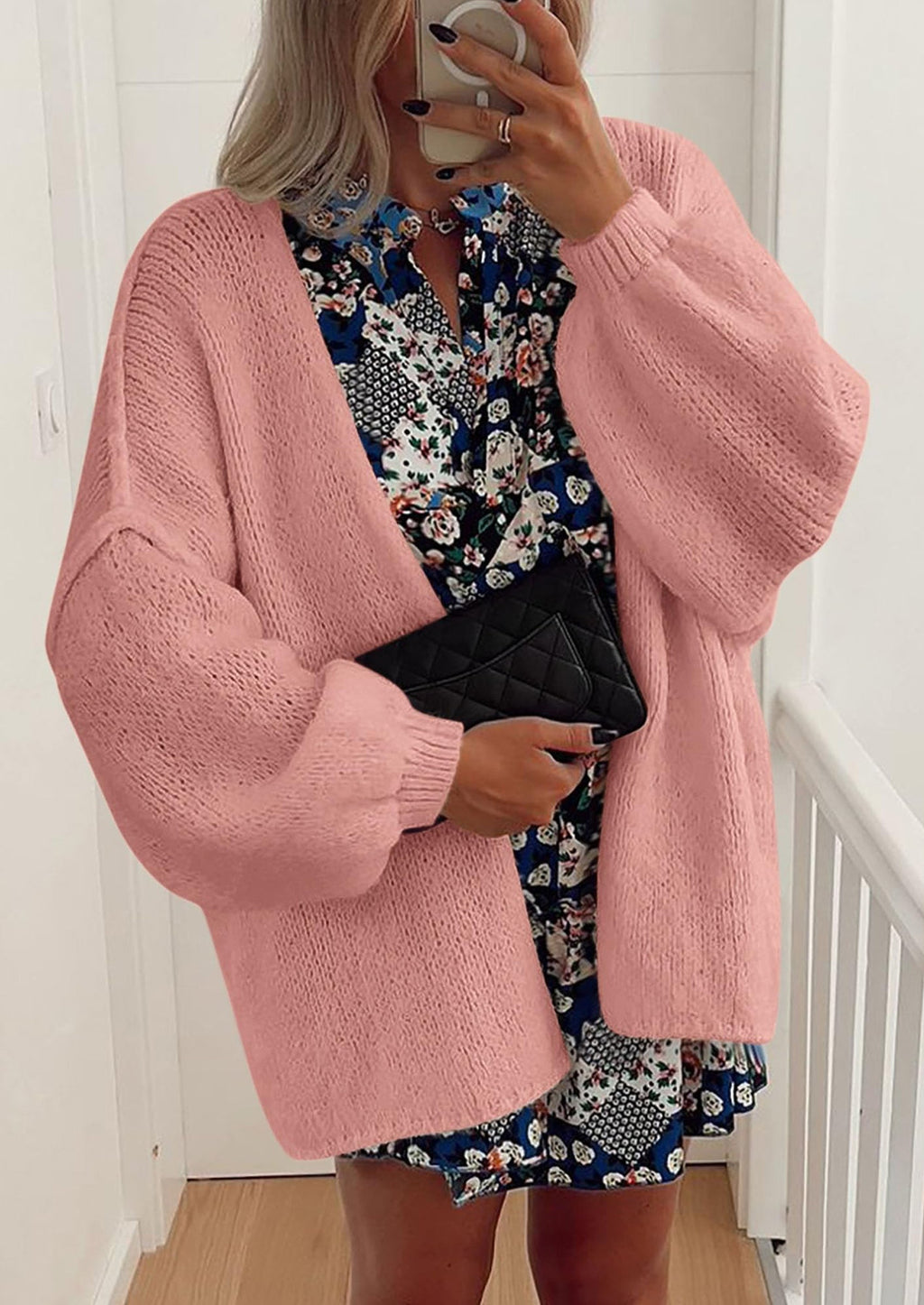 Womens Oversized Cardigan Sweaters Fall Long Lantern Sleeve Knit Open Front Lightweight Sweater