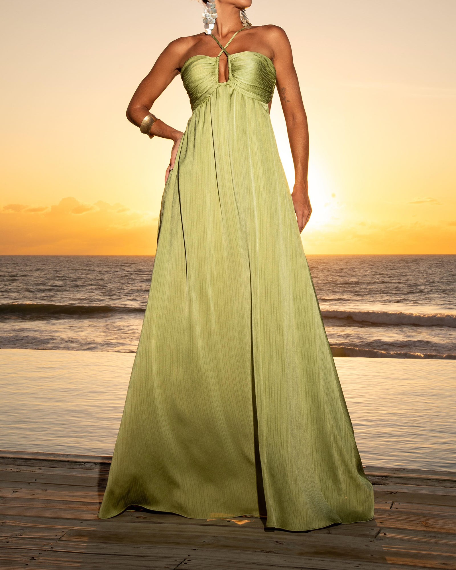 Cross Strap Pleated Dress