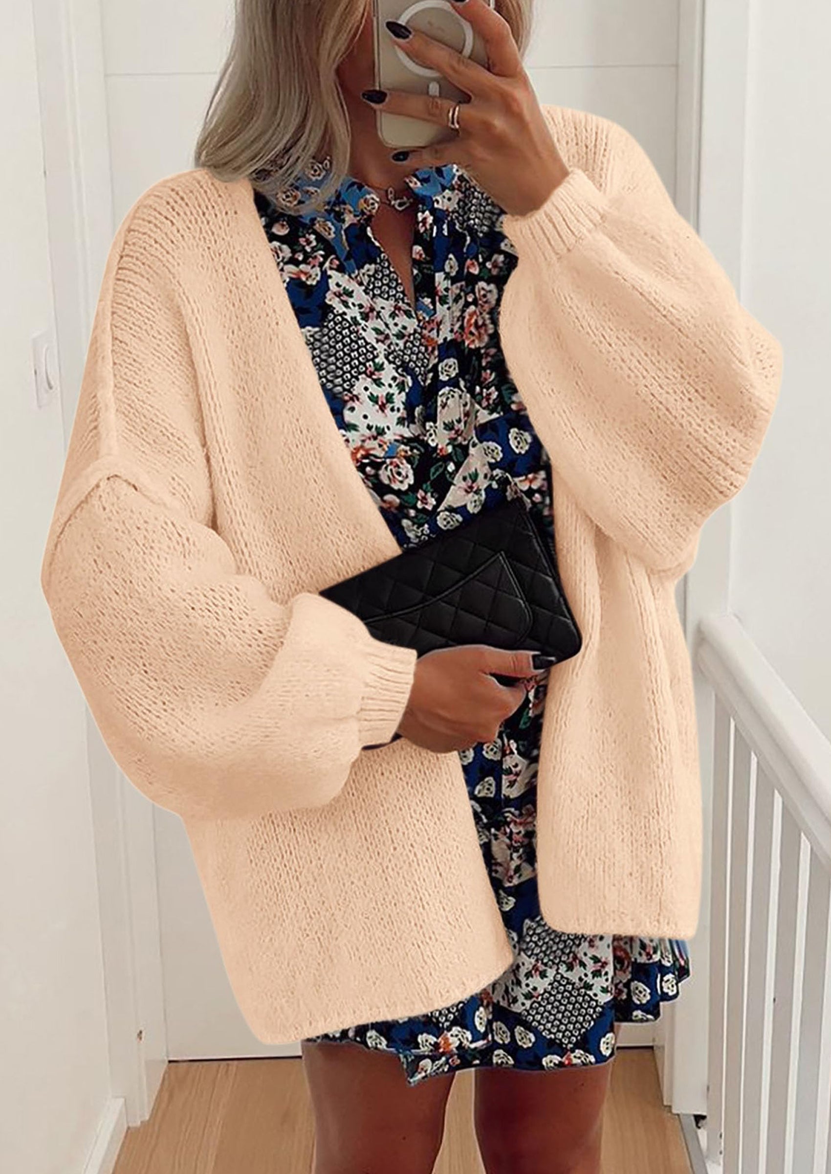 Womens Oversized Cardigan Sweaters Fall Long Lantern Sleeve Knit Open Front Lightweight Sweater