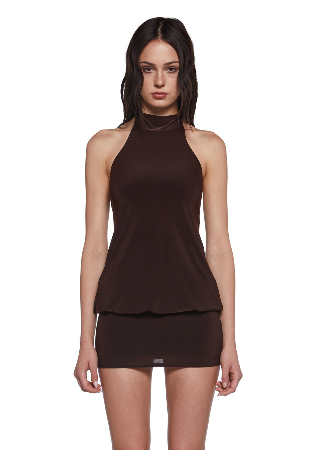Club Moves Halter Dress - Brown