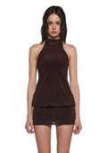 Club Moves Halter Dress - Brown