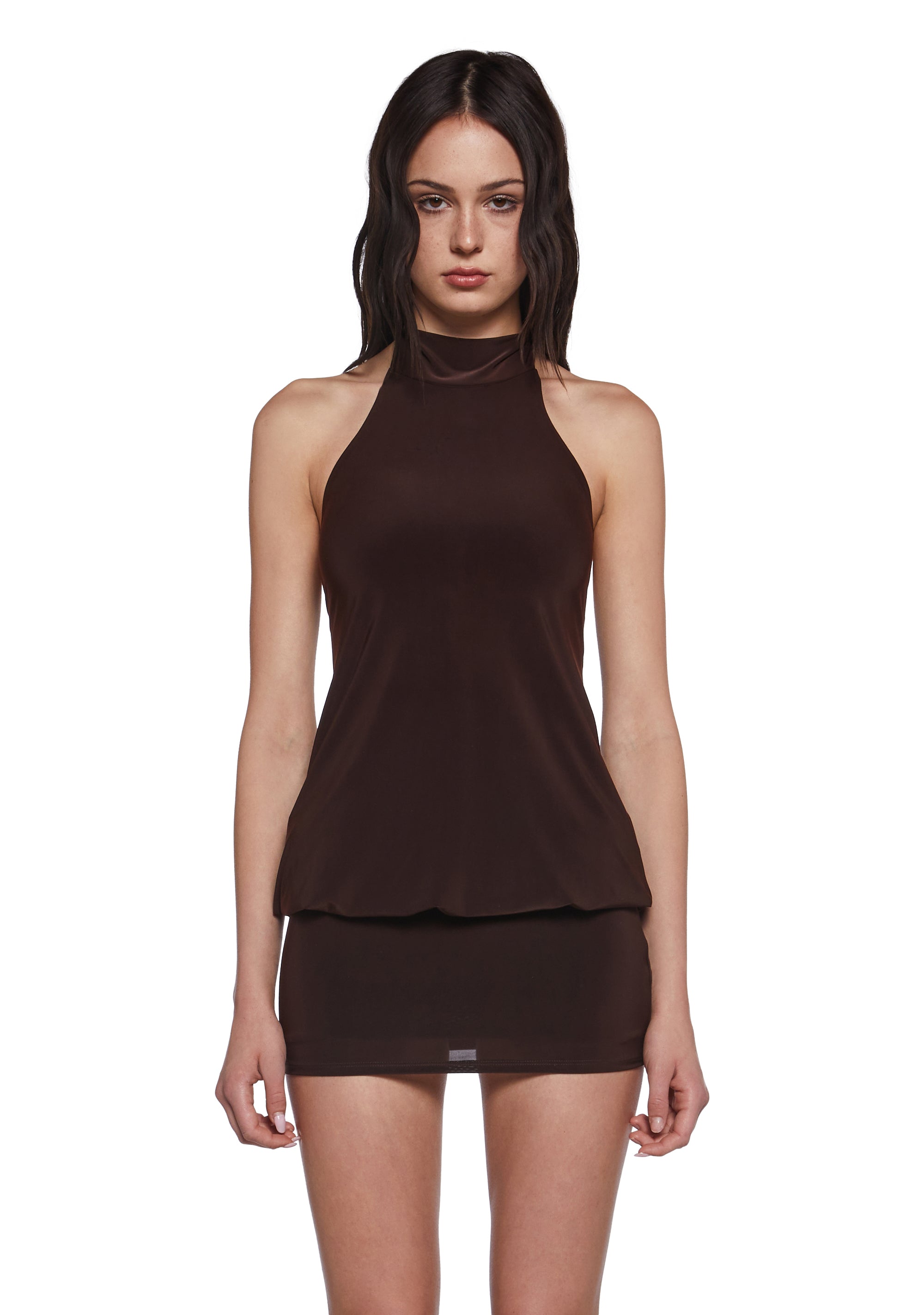 Club Moves Halter Dress - Brown