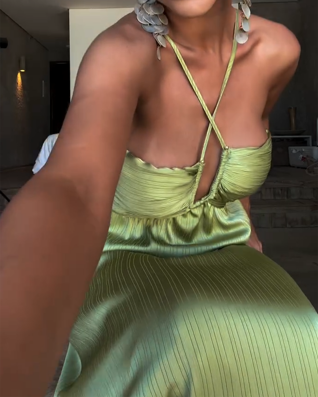 Cross Strap Pleated Dress