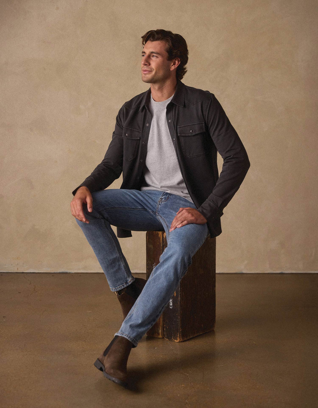 Tentoma Stretch Vintage Button Up in Phantom