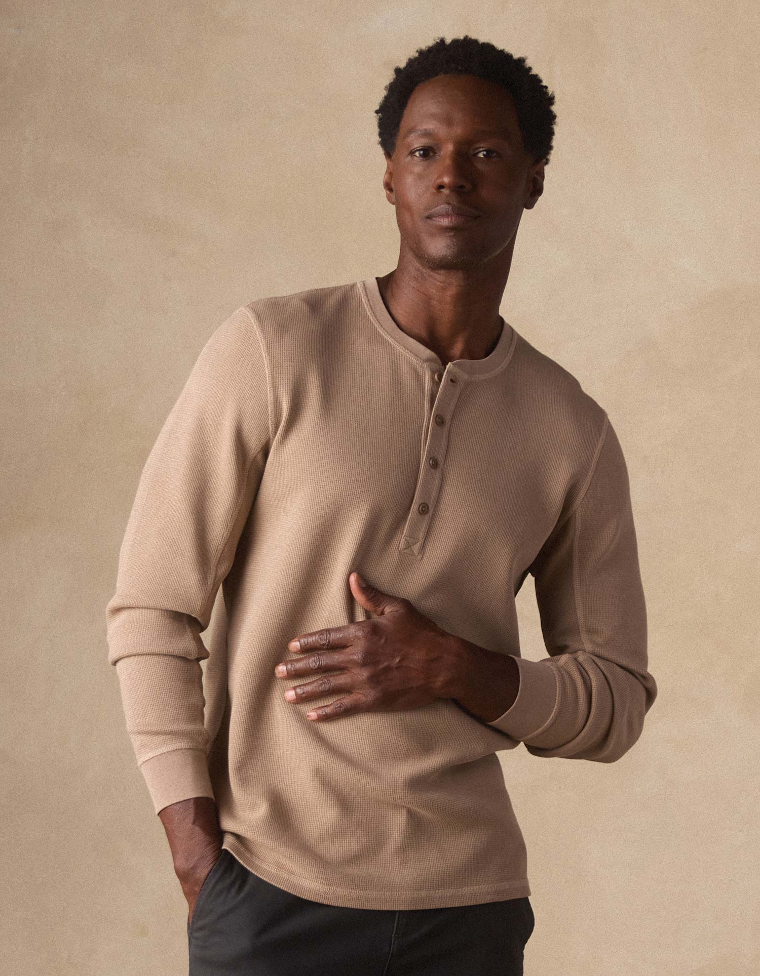 Vintage Thermal Mountain Henley in Mink