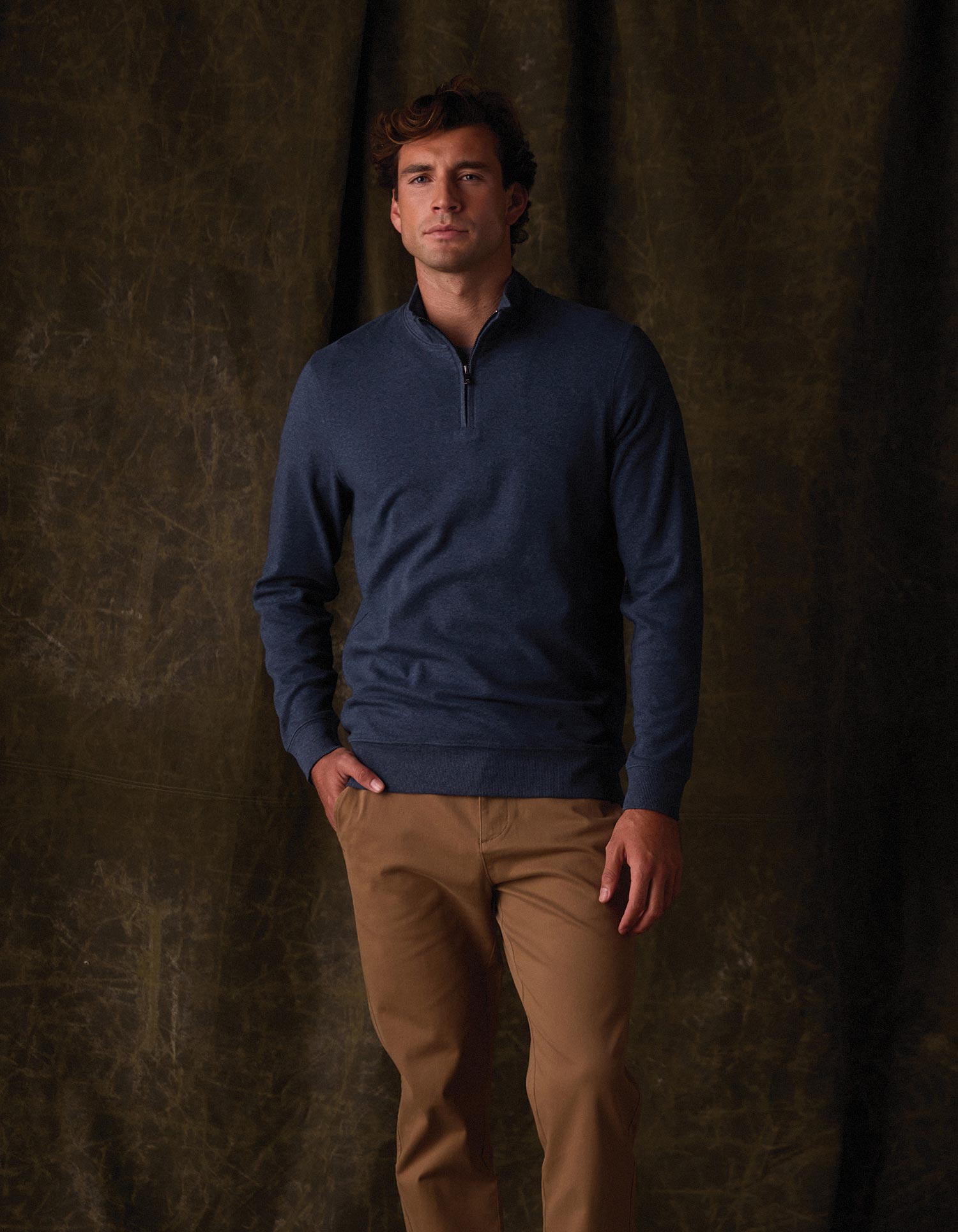 Puremeso Weekend Quarter Zip in Indigo Blue