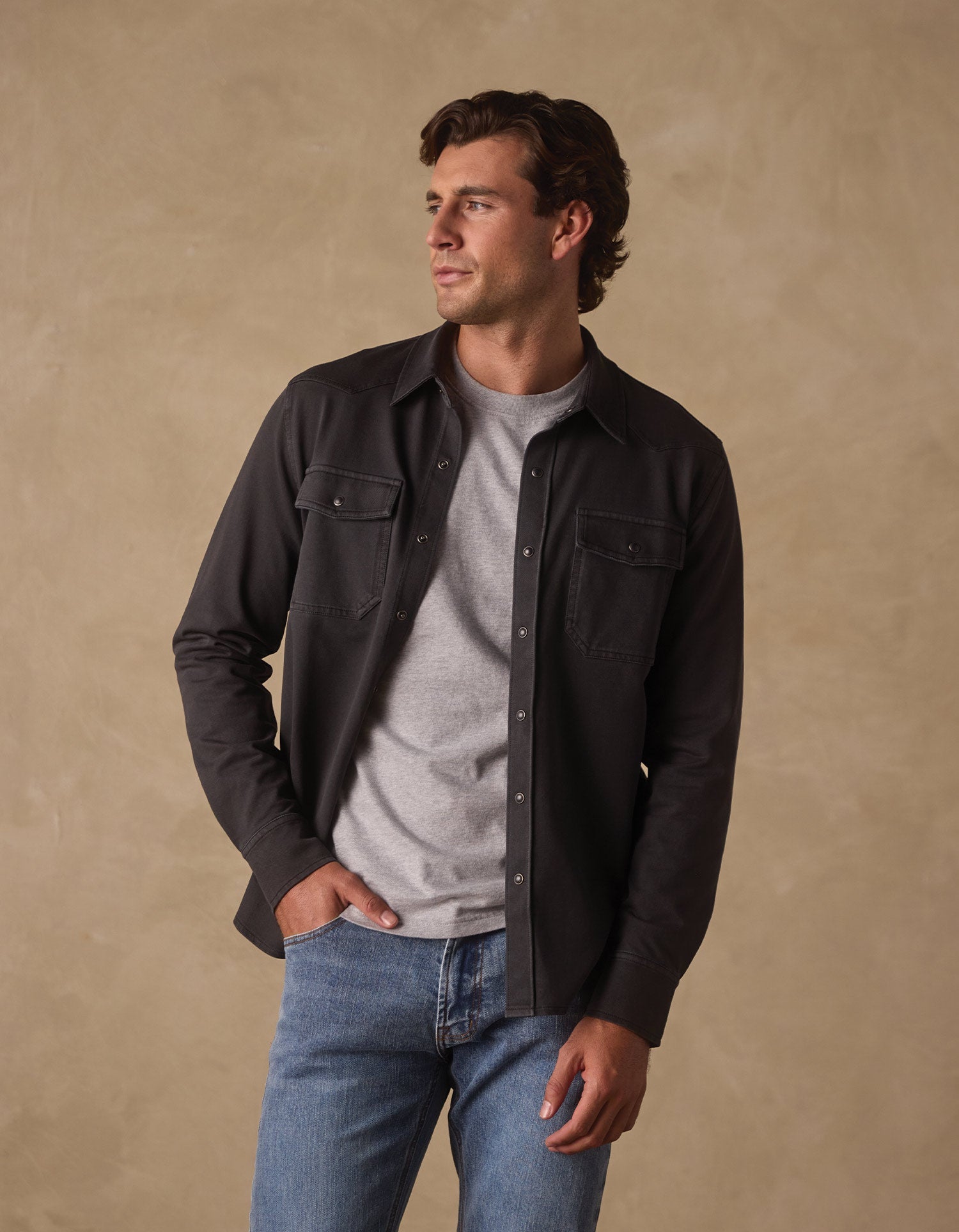 Tentoma Stretch Vintage Button Up in Phantom