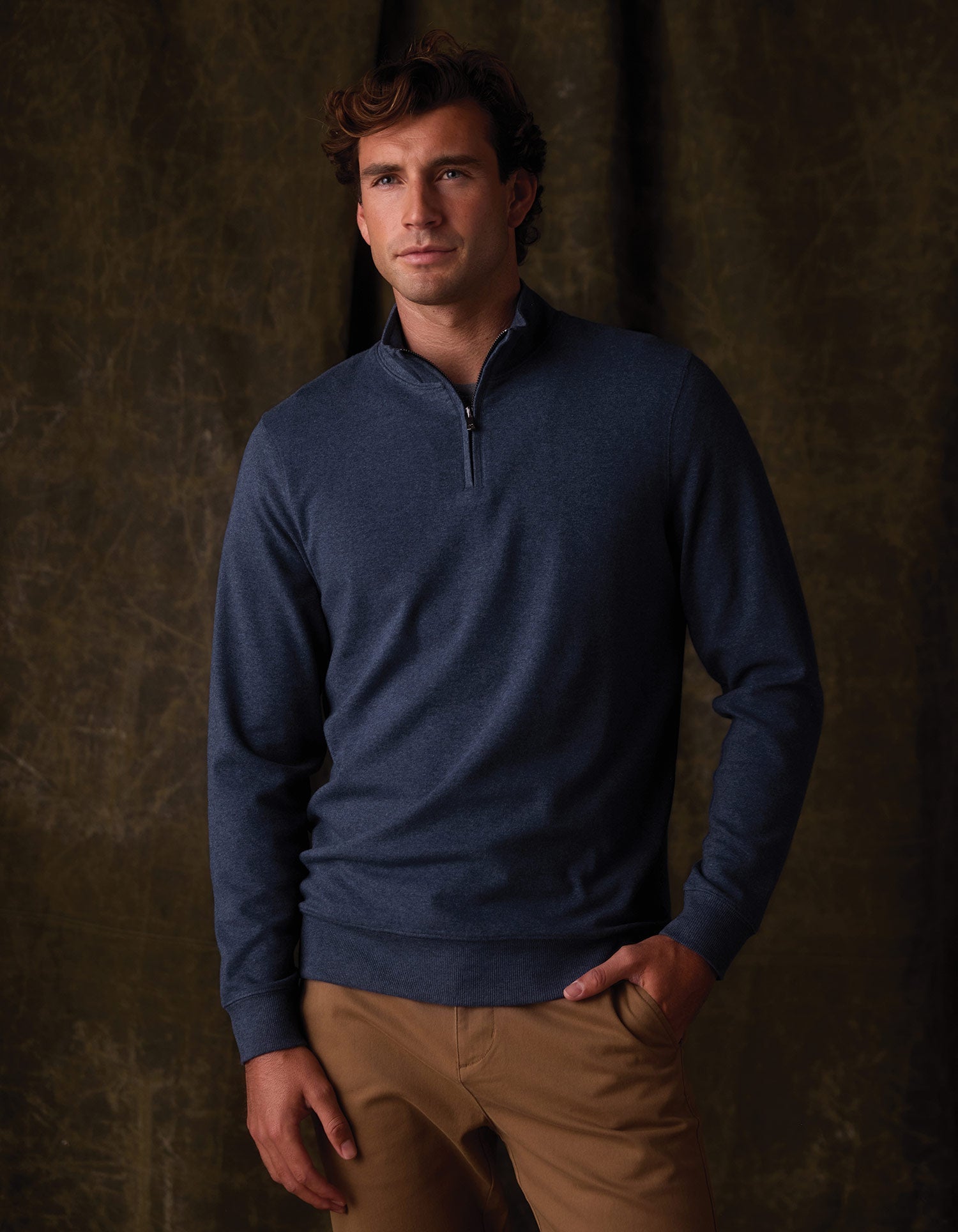 Puremeso Weekend Quarter Zip in Indigo Blue
