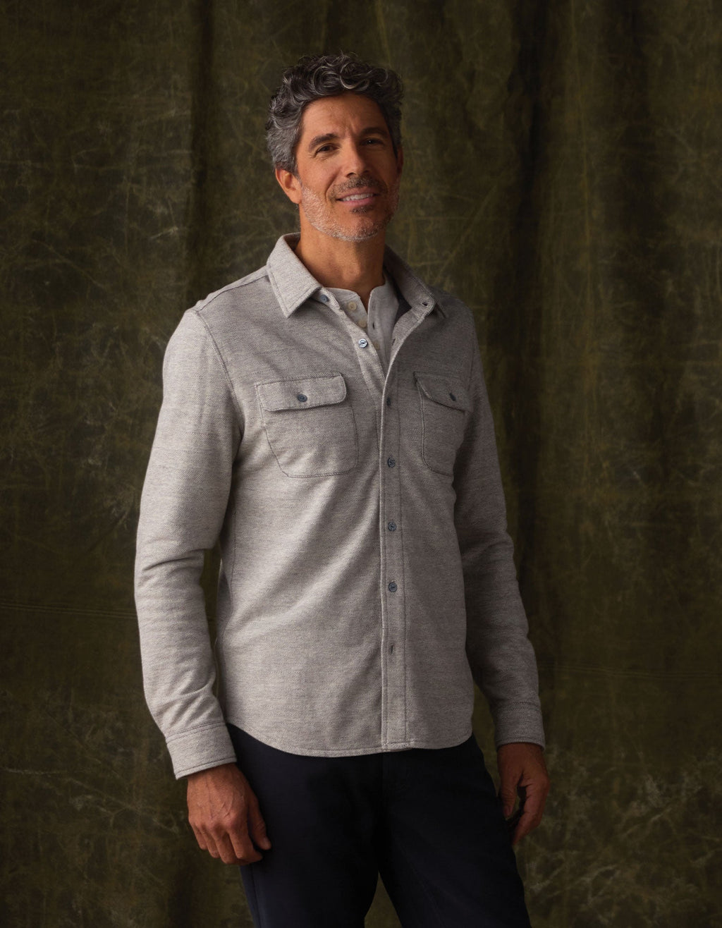 Textured Knit Shirt in Graphite