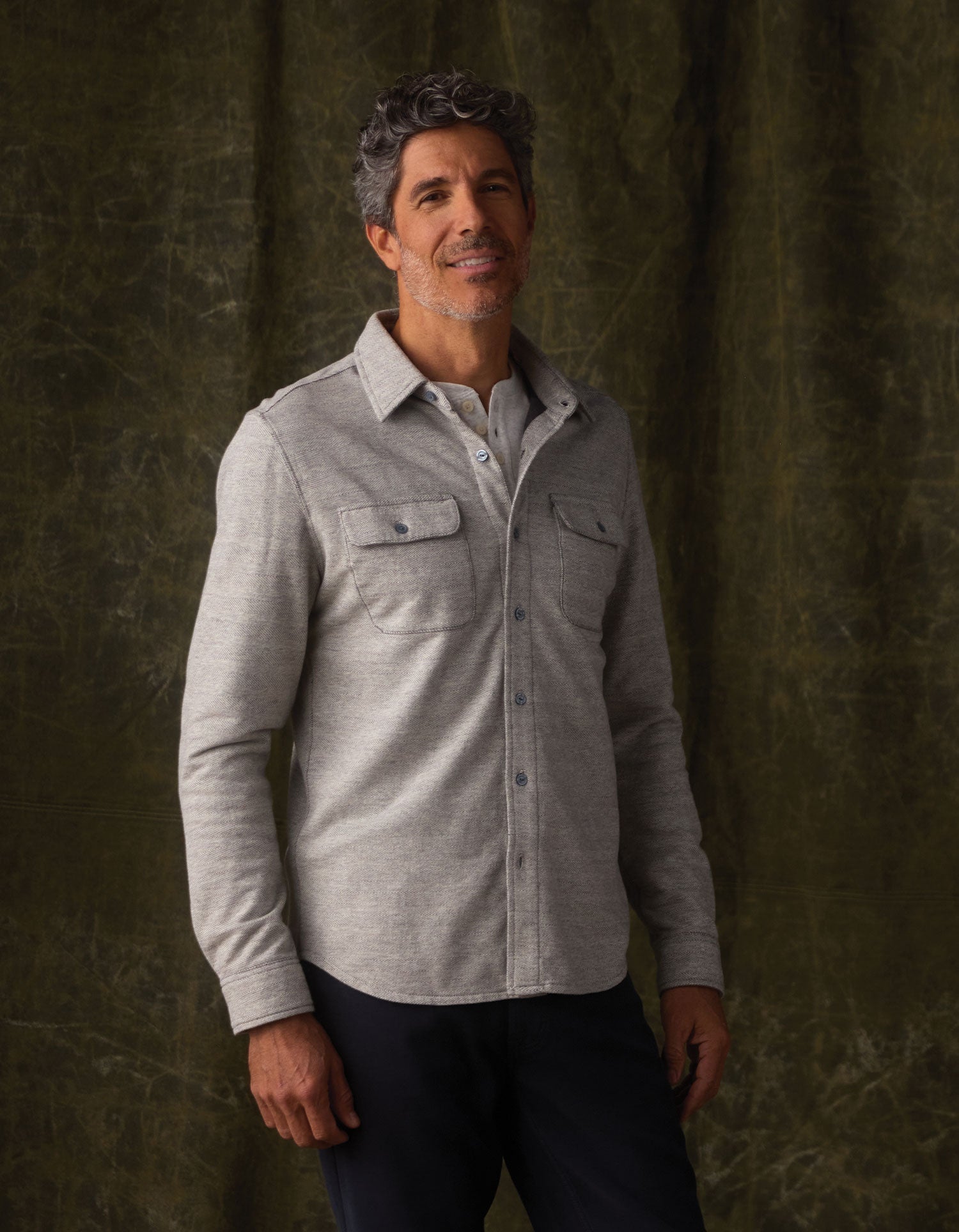 Textured Knit Shirt in Graphite