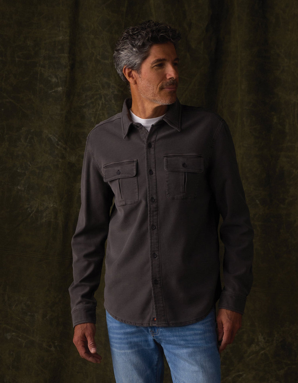 Comfort Terry Shirt Jacket in Steel