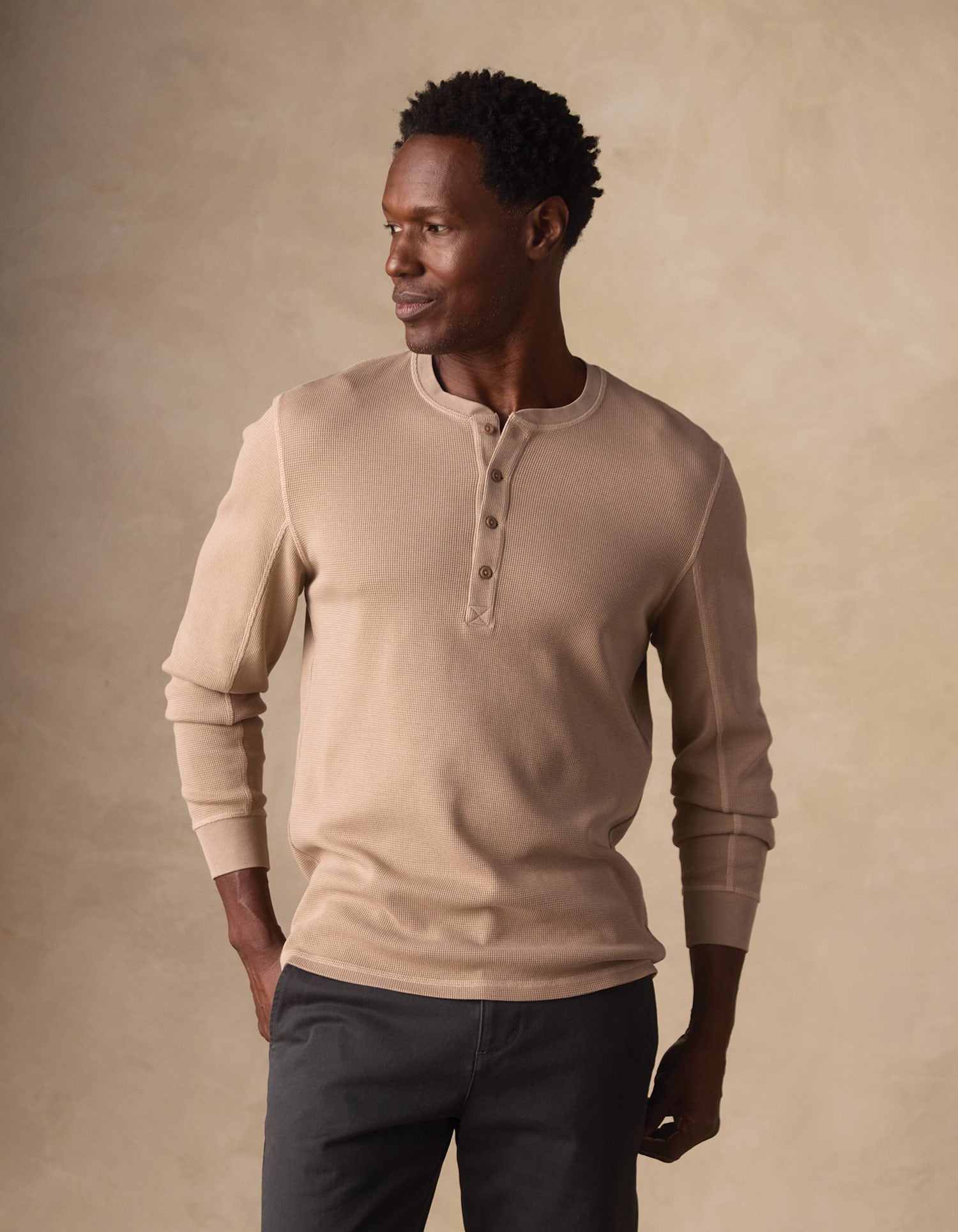 Vintage Thermal Mountain Henley in Mink