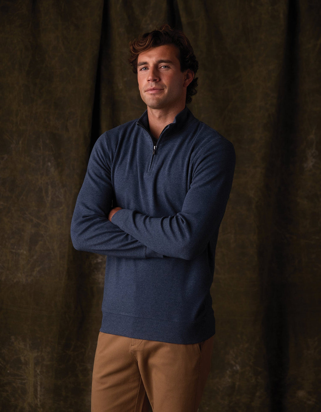 Puremeso Weekend Quarter Zip in Indigo Blue