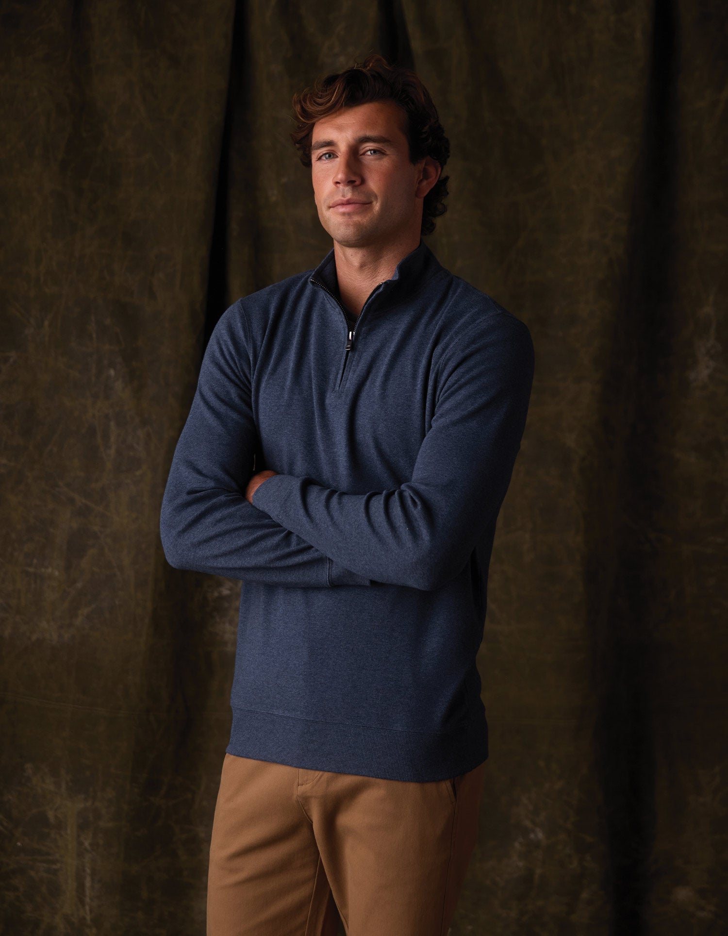 Puremeso Weekend Quarter Zip in Indigo Blue