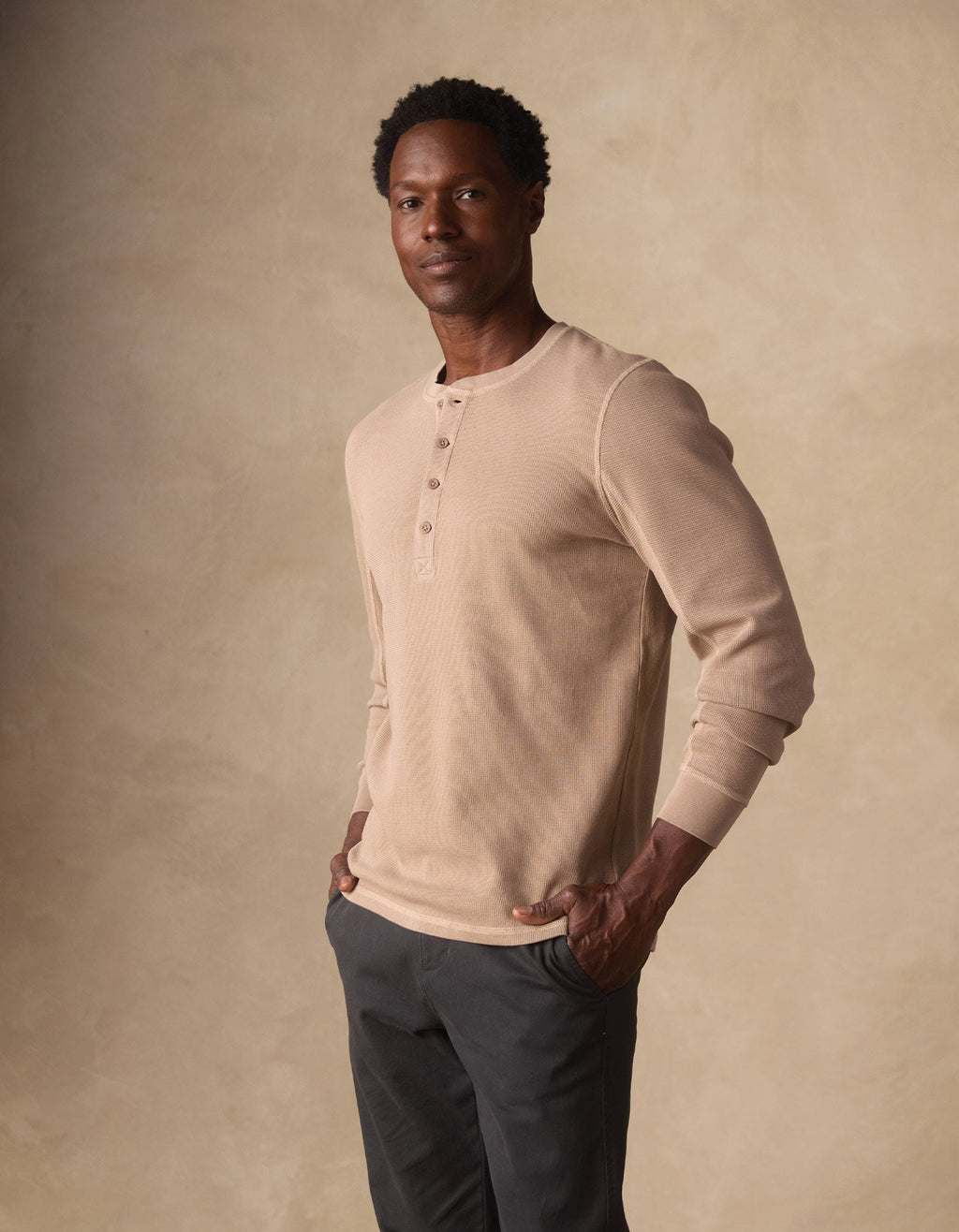 Vintage Thermal Mountain Henley in Mink