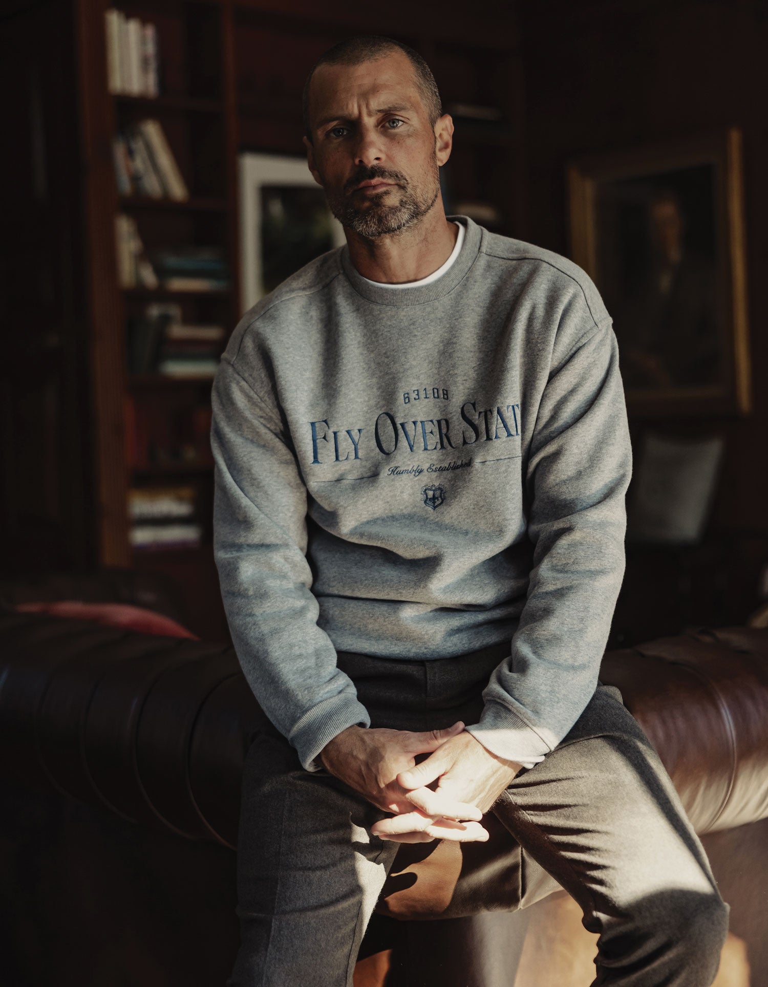 Normal Fleece Graphic Pullover in Heather Grey