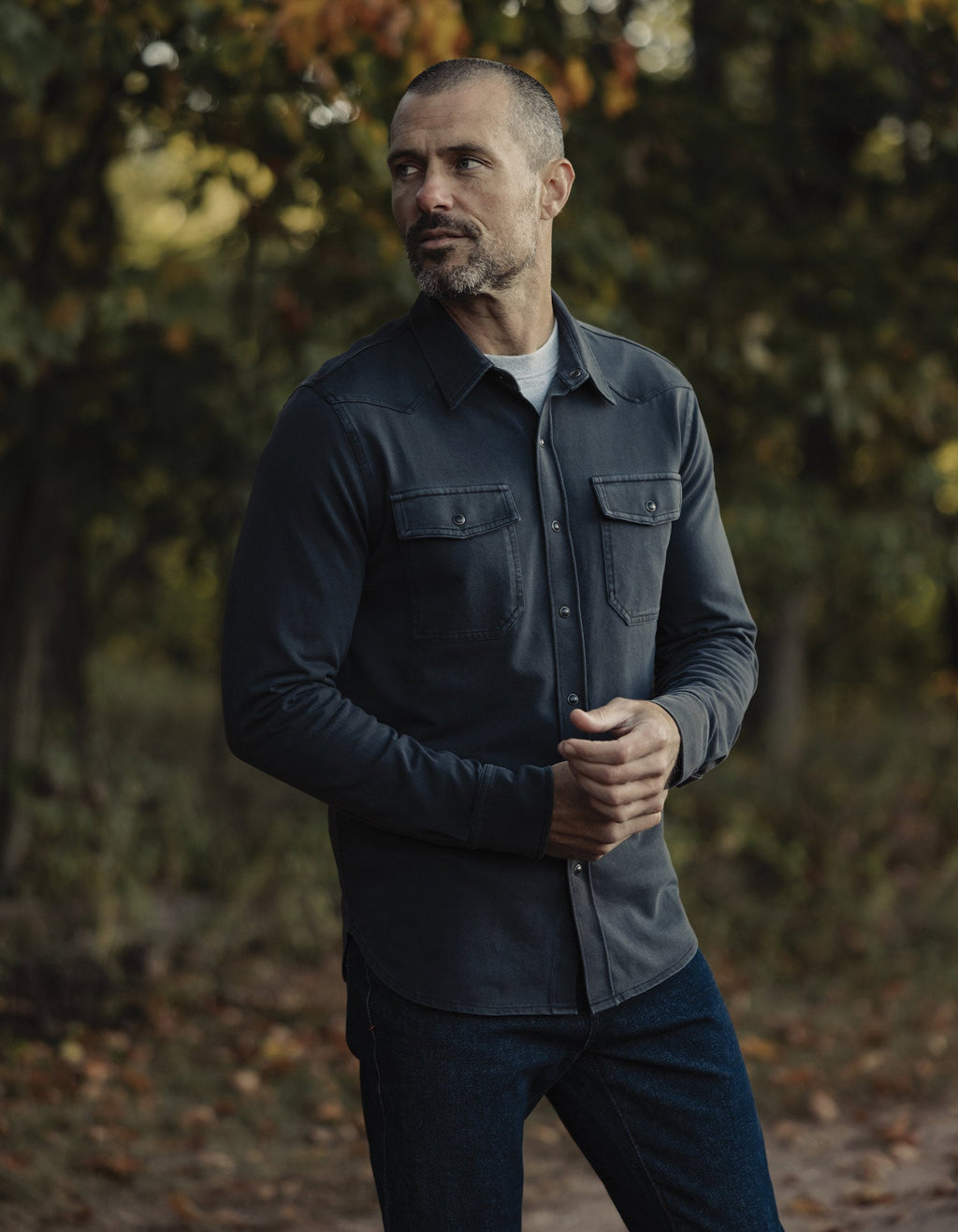 Tentoma Stretch Vintage Button Up in Phantom