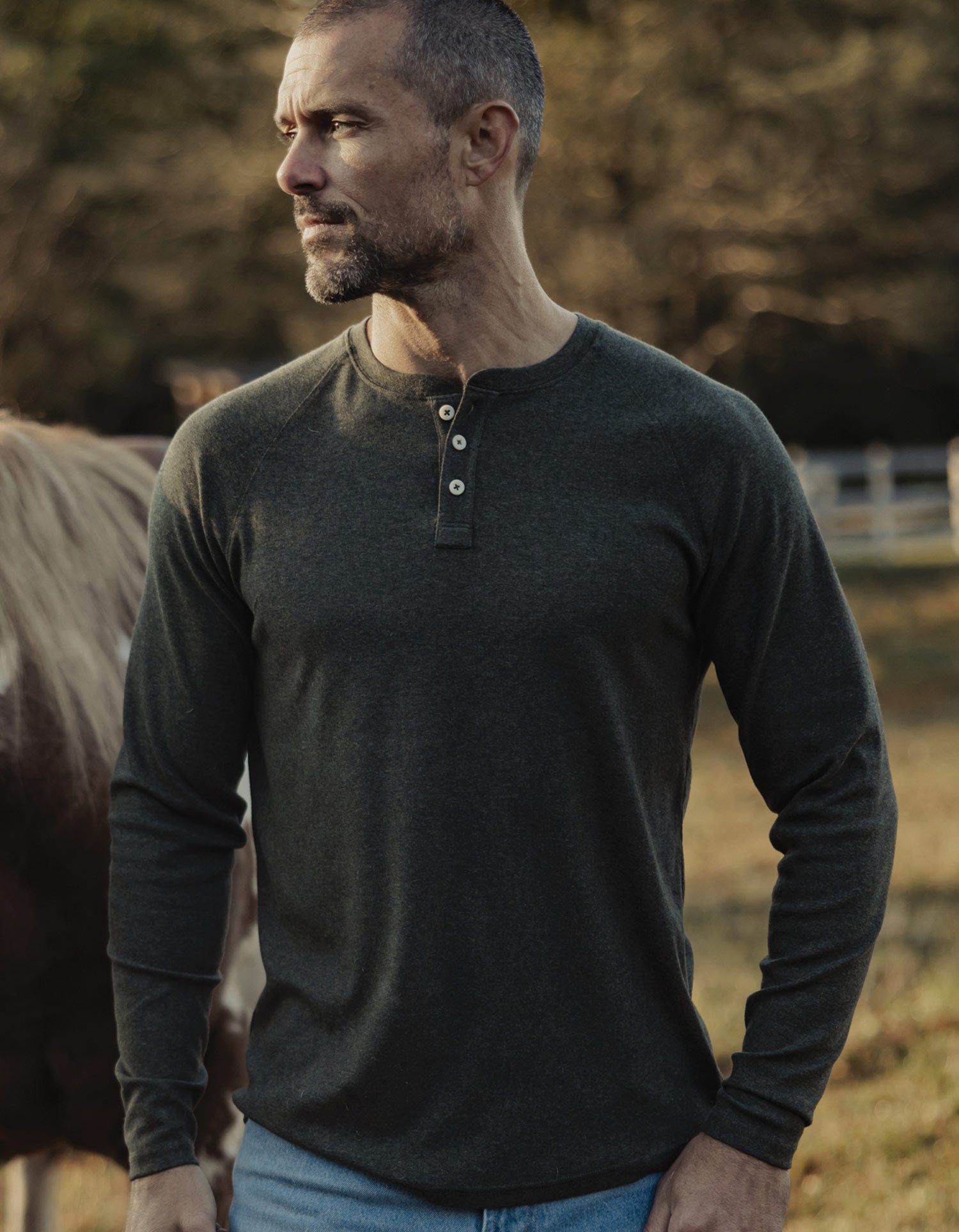 Puremeso Everyday Henley in Olive