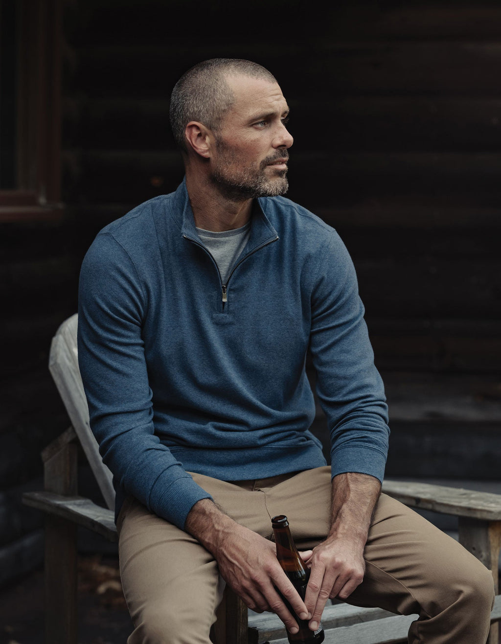Puremeso Weekend Quarter Zip in Indigo Blue