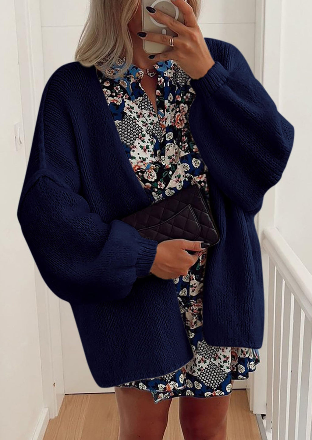 Womens Oversized Cardigan Sweaters Fall Long Lantern Sleeve Knit Open Front Lightweight Sweater